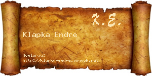Klapka Endre névjegykártya